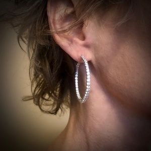 Fantasia by DeSerio Inside-Out CZ Hoop Earrings